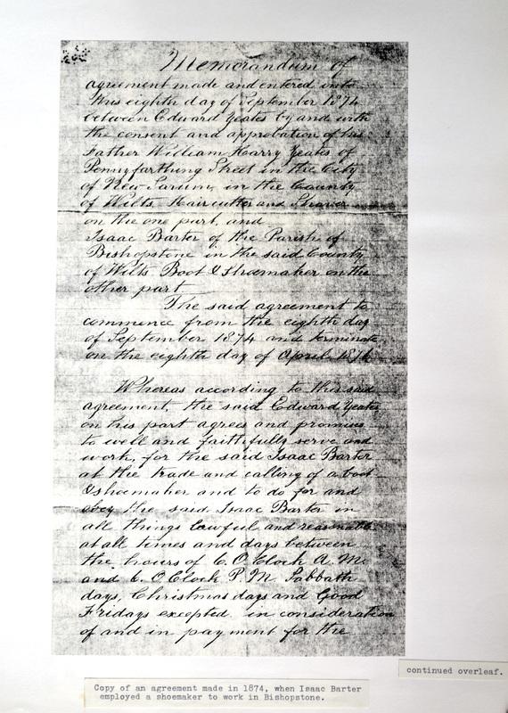 1/21 - Contract of employment of a bootmaker - 1874 - page 1.